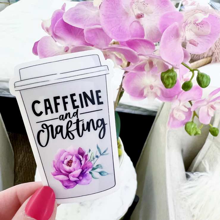 LLP: "Caffeine & Crafting" Diecut Vinyl Sticker