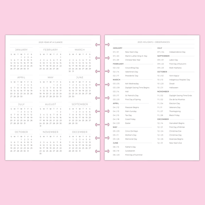 LLP: "2025 Quad Lined Weekly" Planner Inserts for Classic Disc Bound Planners