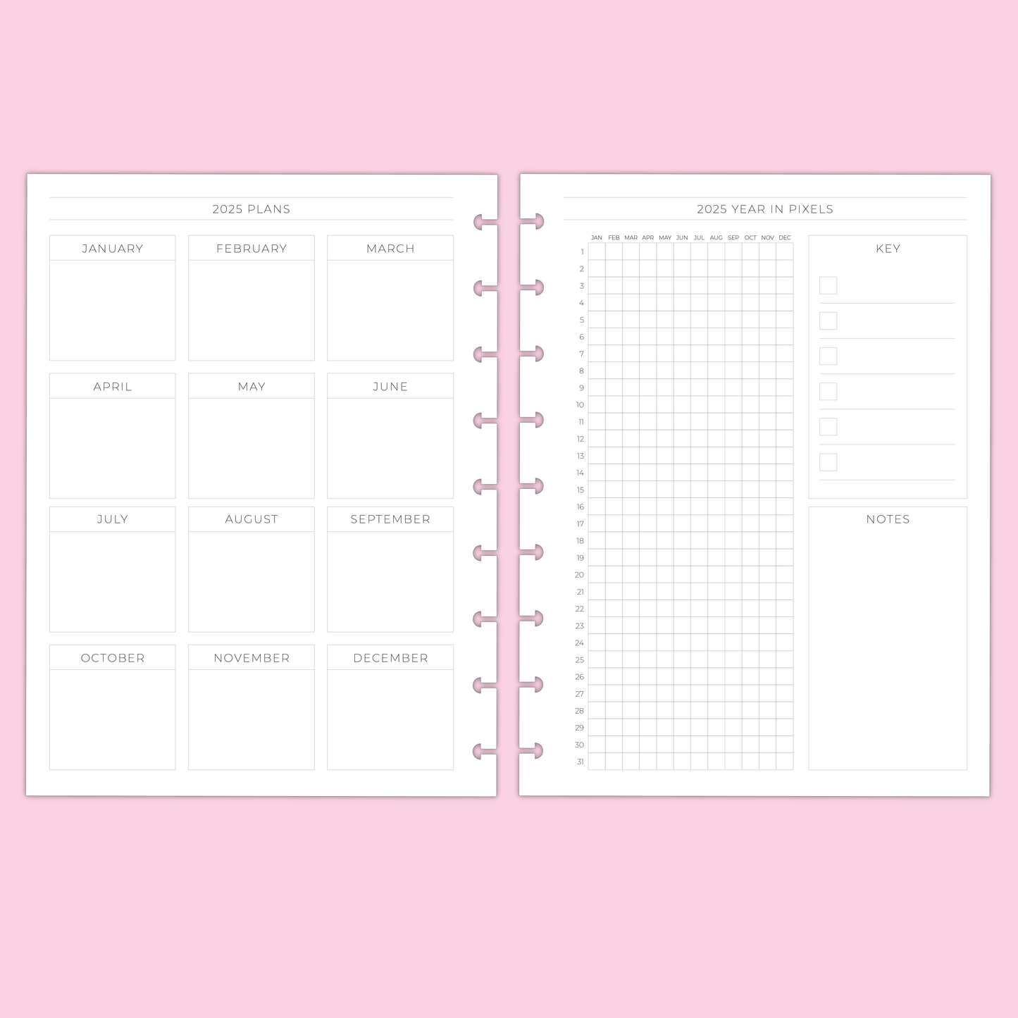 LLP: "2025 Quad Lined Weekly" Planner Inserts for Classic Disc Bound Planners