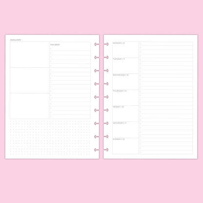 LLP: "2025 Weekly Overview" Planner Inserts for Classic Disc Bound Planners