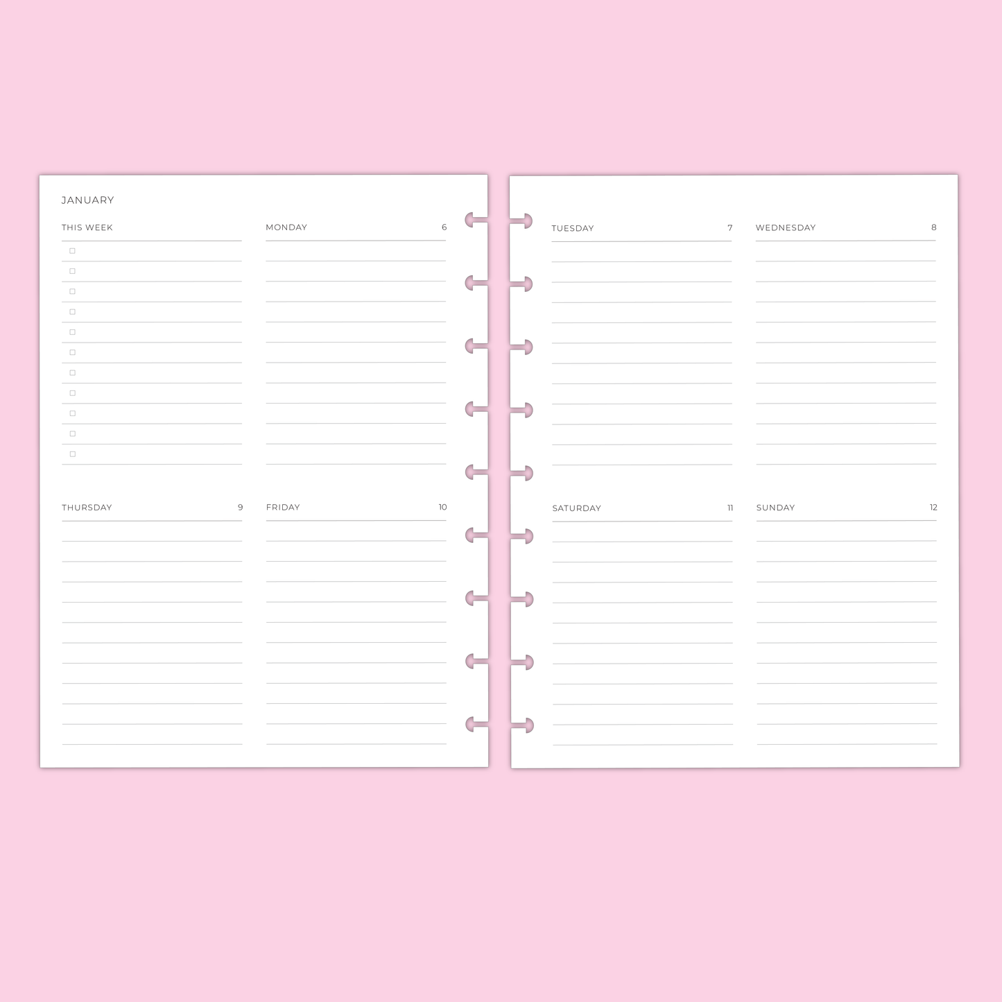 LLP: "2025 Quad Lined Weekly" Planner Inserts for Classic Disc Bound Planners