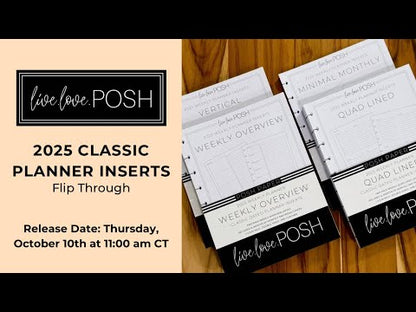 LLP: "2025 Quad Lined Weekly" Planner Inserts for Classic Disc Bound Planners